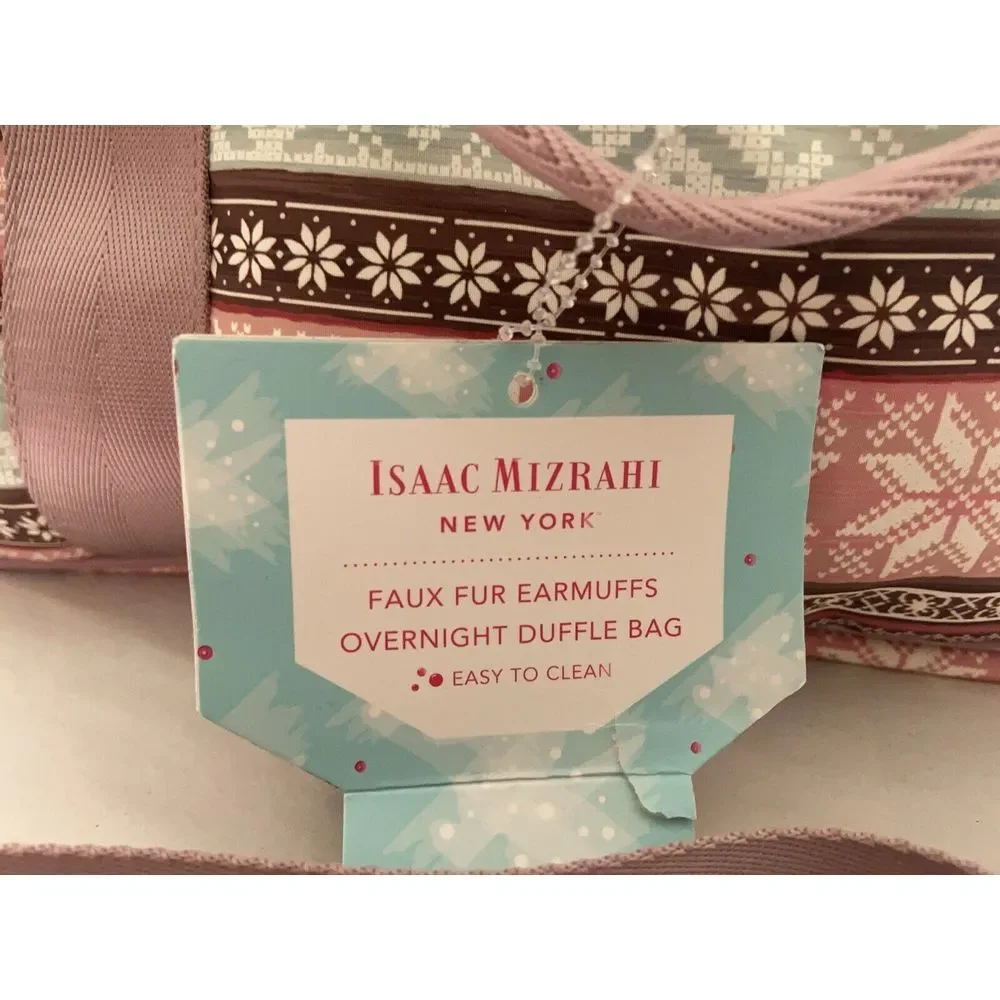 Isaac Mizrahi Tote-Duffle-Carryon-Baby-Overnight Bag-Crossb-Strap-Fair Isle-Gift